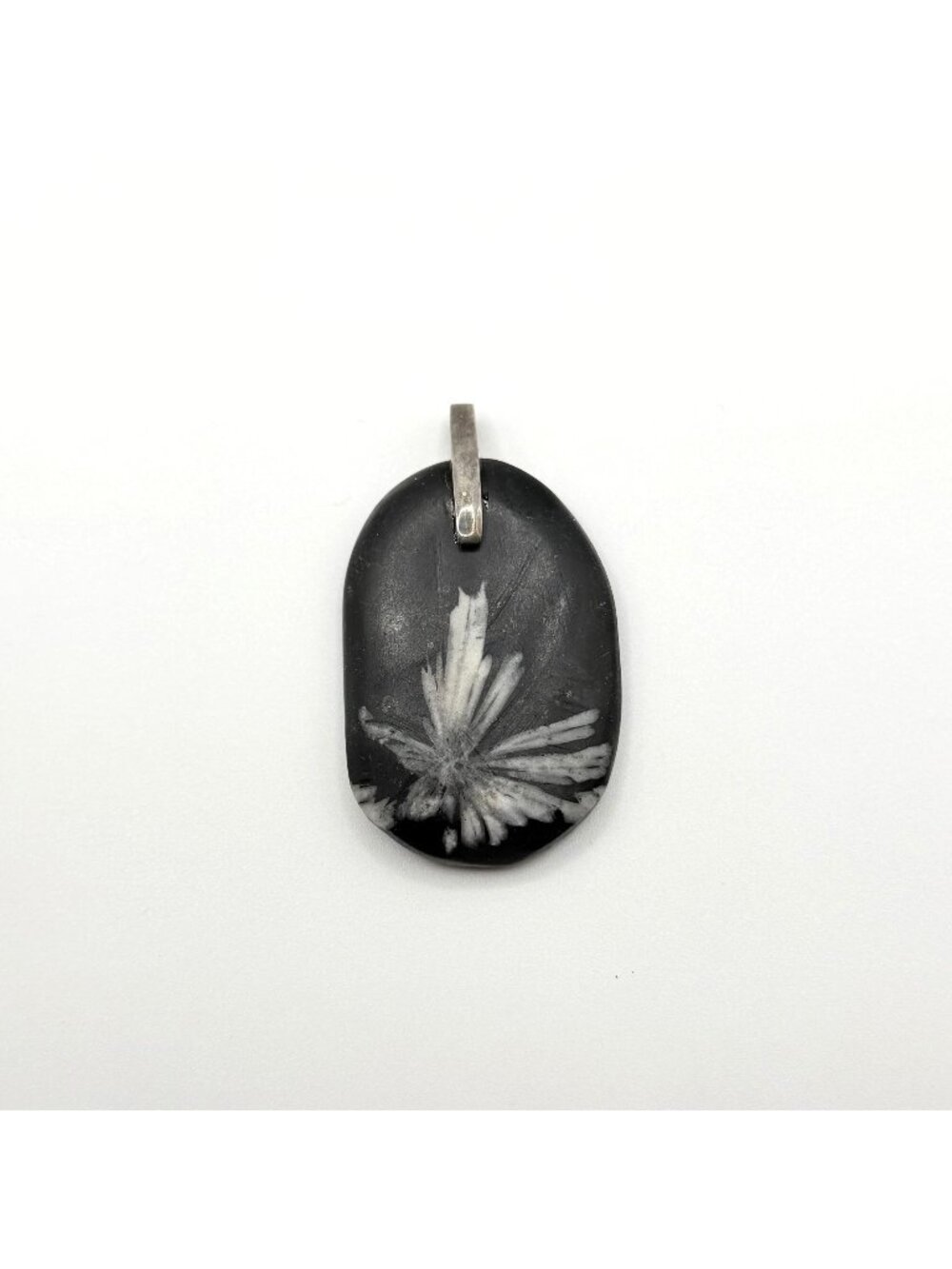 925 Silver Natural Chrysanthemum Fossil Gemstone Pendant